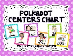 literacy centers management board polka dots