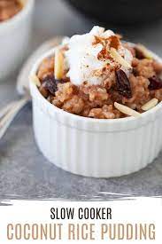 Slow Cooker Coconut Rice Pudding Recipe The Foodie Dietitian Recipe Rice Pudding Recipes Coconut Rice Pudding
