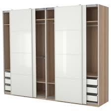 Interior Large Brown Wooden Closet With White Wooden Sliding Closet Doors Plus Shelves Insid Pax Kleiderschrank Ikea Kleiderschrank Schiebeturen Kleiderschrank