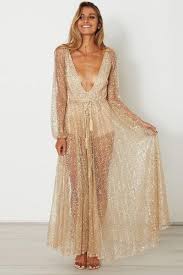 Deep V Neck Long Sleeves Pleat Long Transparent Dress In 2020 Sparkly Maxi Dress Long Sleeve Holiday Dress Sequin Maxi Dress