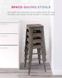 Philippe starck has developed stools to complement the broom chair he designed for american furniture rook wooden stool. Buy Fdw 24 Inches Metal Bar Stools Set Of 4 Counter Height Wood Seat Barstool Patio Stool Stackable Backless Stool Indoor Outdoor Metal Kitchen Stools Bar Chairs Bronze Online In Indonesia B08lkm2nnt