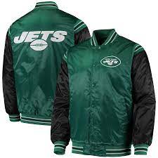 New York Jets Starter Enforcer Satin Varsity Full Snap Jacket Green Black
