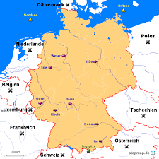 Du kannst dir noch weitere kostenlose test arbeitsblätter erstellen lassen bei denen die 10 fragestellungen zum ankreuzen jeweils per zufall ausgewählt werden. Stepmap Nachbarlander Flusse Gebirge Landkarte Fur Deutschland