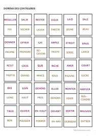 Domino Des Contraires Jeux De Vocabulaire Liste De Vocabulaire Fiches Pedagogiques
