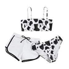 Womens 3 piece tankini bathing suits sporty tank top with boyshorts swimsuits. Tuscom Tuscom Girls Summer Cow Floral Print Swimsuit Kids Cute Crisscross Back Bikini Sets Three Piece Bathing Suit For Beach Pool Walmart Com Walmart Com