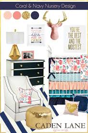 Blush navy floral crib bedding set lottie da baby. Coral And Navy Nursery Design Caden Lane