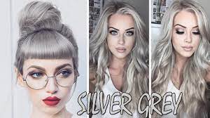 With hair barely grazing the shoulder and the gray color softly and effortlessly blended with the dark strands, this style will set you apart from the others rocking the latest color trend. Silver Hair Color Ideas 2018 Silver Grey Hair Grey Hairstyles 2018 Youtube