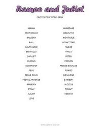 Romeo And Juliet Crossword Puzzle Worksheet Activity Romeo And Juliet Juliet Crossword Puzzle