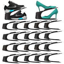 Relaxdays schuhregal 10 ebenen, schuhschrank groß, steckregal platzsparend. 20er Set Schuhe Organizer Aufbewahrung Schwarz Real De