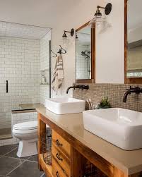 vintage oak sink vanity with his and