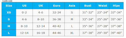Clothing Size Chart Uk Us Euro Asia Ilekh