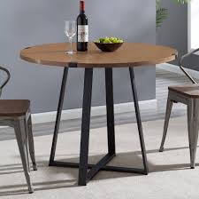 Round teak extending modern dining table. 40 Urban Industrial Metal Wrap Round Dining Table English Oak Black Walker Edison Tw40rdwraeo