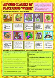 Adverbial clause of place worksheet. Adverb Clauses Of Place Using Where Key Esl Worksheet By Ayrin