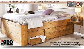 Diy betten mit stauraum hohes bett mit stauraum selber bauen. Massive Betten Wie Das Jabo Bett Multi H11 Mit Schubladen In Kiefer Gelaugt Und Geolt