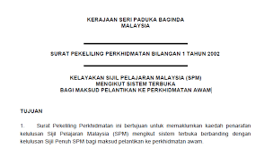 Surat pekeliling iktisas kpm bil. Spp Bil 01 2002 Pekeliling Kelayakan Sijil Pelajaran Malaysia Spm Mengikut Sistem Terbuka Bagi Maksud Pelantikan Ke Perkhidmatan Awam Pekeliling Terbaru Kerajaan