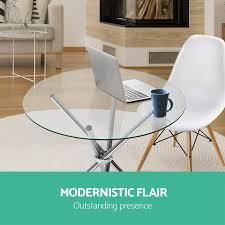 $974.50 (inc gst) more info. Artiss Round Dining Table 4 Seater 90cm Tempered Glass Clear Chrome Steel Legs Cross Cafe Kitchen Tables Buy Round Dining Tables 9350062139455