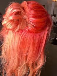 Permanent hair color lasts until the hair falls out or you cut off the colored portion. Pamelaelizabeth New Year New Hair Peachy Pink Hair Peachy Hair Color Peach Hair Colors