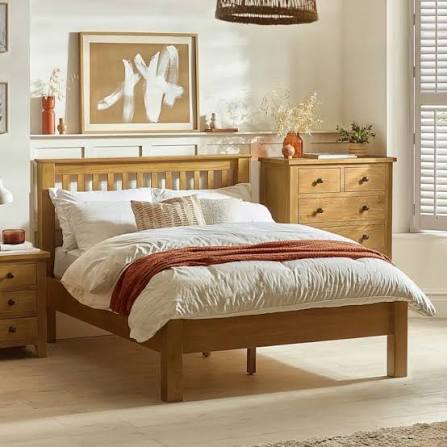 Amsterdam Low Foot End Solid Oak Wooden Bed | Happy Beds