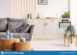 open plan studio apartment with small