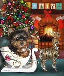 We rounded up 52 stylish and fun outdoor holiday decorating ideas to inspire you. Brooke Faulder Boston Saves Christmas Christmas Animals Yorkshire Terrier Painting Dog Art