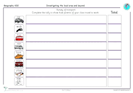 Travel Survey Tally Chart Worksheet Geography Travel Survey