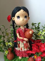 Clay Flower Art: Hand crafted South Indian Girl