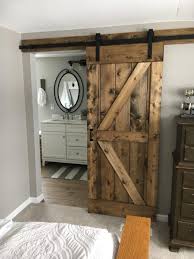 Amazing gallery of interior design and decorating ideas of bathroom barn door in bedrooms, dens/libraries/offices, girl's rooms, bathrooms, kitchens, boy's rooms, entrances/foyers, basements by elite interior designers. Master Bath Barn Door In American Walnut Dc Wood Co