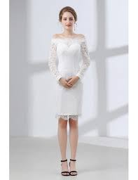 Justin alexander bridal 2016 style 8795. Fitted Lace Off Shoulder Short Wedding Dress Long Sleeves For Wedding Reception Party E7920 Gemgrace Com