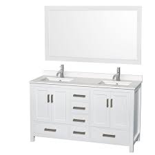 Choose from vanities and sinks in styles that fit any bathroom. Wyndham Collection Wcs141460dwhwqunsm58 Sheffield 60 Inch Double Bathroom Vanity In White White Quartz Countertop