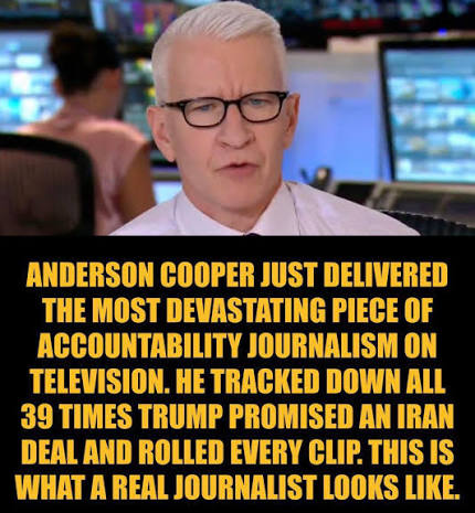 Christina - 39 TIMES 🚨 That's how many times Trump stood before a camera  and promised a deal with Iran. And we know that thanks to Anderson Cooper,  who aired a montage