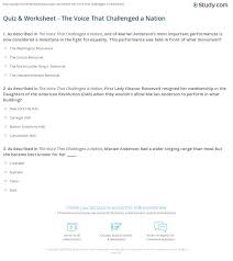 Amy's embarrassment over her family's customs. Quiz Worksheet The Voice That Challenged A Nation Study Com