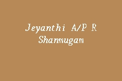 Vai jurists, isharidah ho chong kuala terengganu, malaizija, isharidah ho chong , adrese, telefons. Jeyanthi A P R Shanmugam Lawyer In Jalan Tun Razak