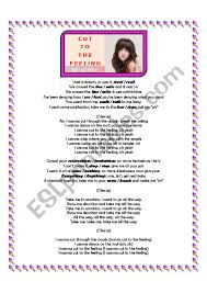 Song Cut To The Feeling By Carly Rae Jepsen Esl Worksheet By Roxmar