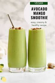 Creamy Avocado Mango Smoothie Eat With Clarity Recipe Mango Smoothie Recipes Mango Smoothie Mango Avocado Smoothie