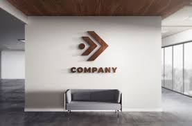 Realistic 3d Logo Wood Mockup Office Wall Texture 3d Logo Textured Walls Office Walls