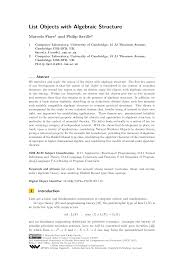 Https Www Cl Cam Ac Uk Mpf23 Papers Algebra Listobj Pdf