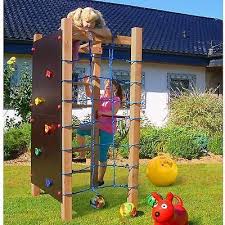 Kletterturm Mit Kletternetz Kletterwand Reckstange Leiter Spielturm Holz Multi Backyard Playset Kids Backyard Playground Diy Playground