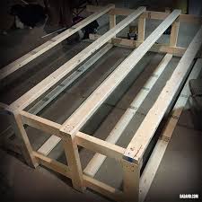 Stacked pull out drawers to keep all storage off the floor in a garage or basement. Diy 2x4 Shelving For Garage Or Basement Dadand Com