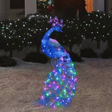 Amazon Com Outdoor Sparkle Led Lighted Peacock 47 Tall Christmas Holiday Yar Christmas Lawn Decorations Peacock Christmas Tree Peacock Christmas Decorations