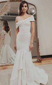Modern Off The Shoulder Fishtail Wedding Dress Wedding Dresses Wedding Dress Fishtail Modern Wedding Dress