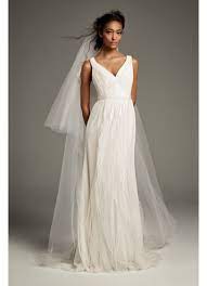 Vera wang wedding dresses designed a stunning collection for davids bridal at an affordable price. Pleated Tulle Flutter Back Sheath Wedding Dress David S Bridal