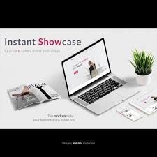 Download Laptop On White Desk Mock Up For Free White Desks Mockup Free Psd
