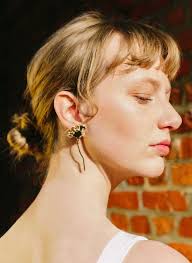 Daisy Long Earrings Metallic Vintage Chic