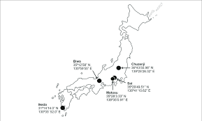 Physical map of japan, equirectangular projection. Map Of Japan With The Location Of The Sampled Lakes Download Scientific Diagram