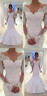 Elegant Mermaid Wedding Dresses With Sleeves V Neck Wedding Dresses With Appliques Drea Mermaid Wedding Dress With Sleeves V Neck Wedding Dress Lace Weddings