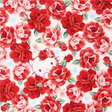 Light Cream Red Hello Kitty Cute Face And Flower Fabric By Kokka Hello Kitty Wallpaper Kitty Wallpaper Sanrio Wallpaper