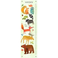 Textured Woodland Animals By Amy Schimler Safford Personalized Canvas Growth Chart