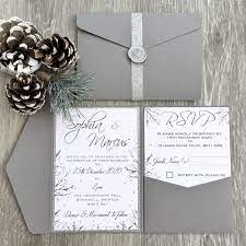 Sample Rustic Winter Wedding Invitation Grey Pocket Fold Etsy Christmas Wedding Invitations Grey Wedding Invitations Silver Wedding Invitations
