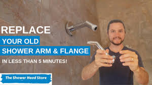 Grohe 10 curved rain shower arm with flange & 9 shower head satin nickel. How To Change A Shower Arm And Flange In 5 Minutes Youtube
