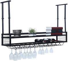 Walmart.com has been visited by 1m+ users in the past month Buy Hanging Wine Rack With Glass Holder And Shelf Adjustable Metal Ceiling Bar Wine Glass Rack 2 Layer Industrial Wall Mounted Wine And Glass Rack 47 2in Iron Bottle Holder Wine Shelf Black Online In Kazakhstan B07sr15l16